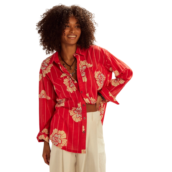 Hidden Flower Camo Shirt Cherry