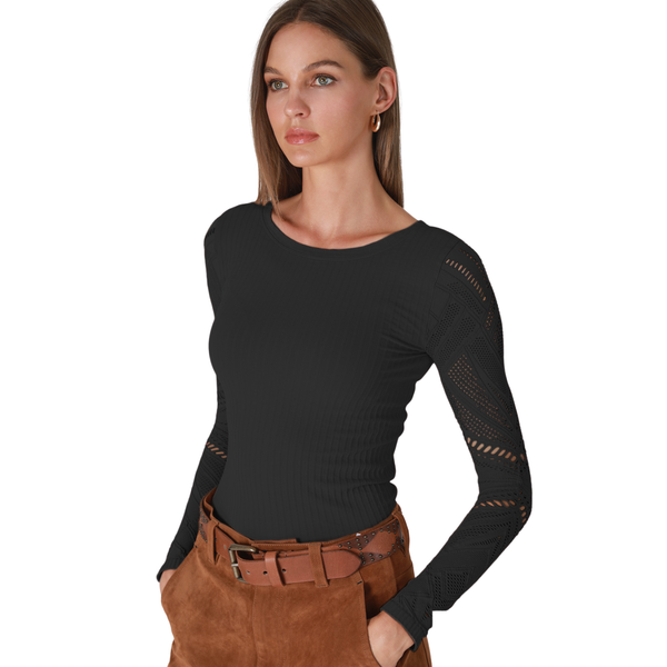 Lace Textured Long Sleeve