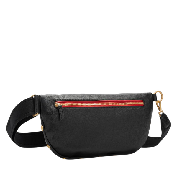 Charles Crossbody Large Black Gold Red Zip