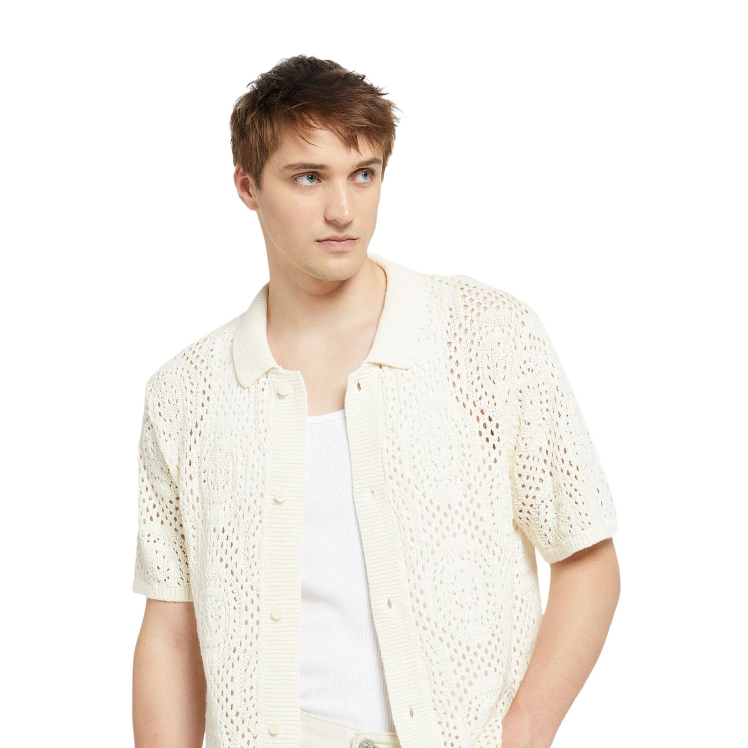 Sweater Camp Shirt Pointelle Crochet – Moon Lady & Moon Man Sweater Camp Shirt Pointelle Crochet – Moon Lady & Moon Man