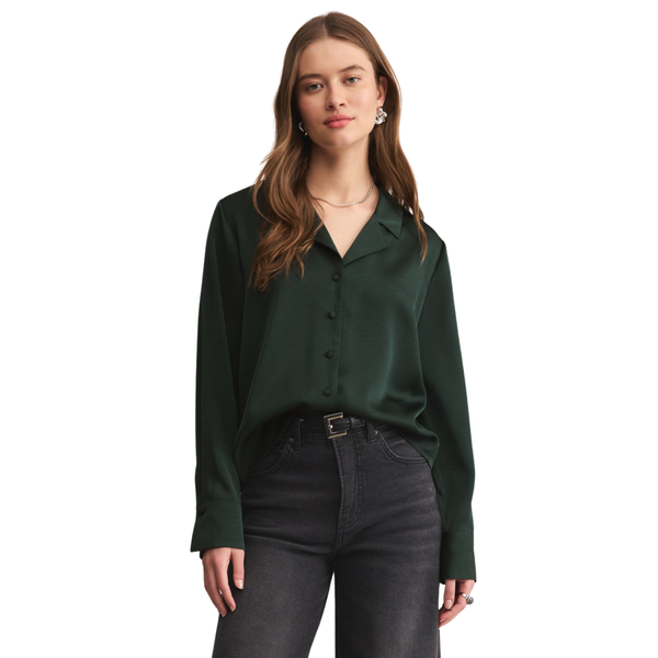 Ana Satin Top Garland Green