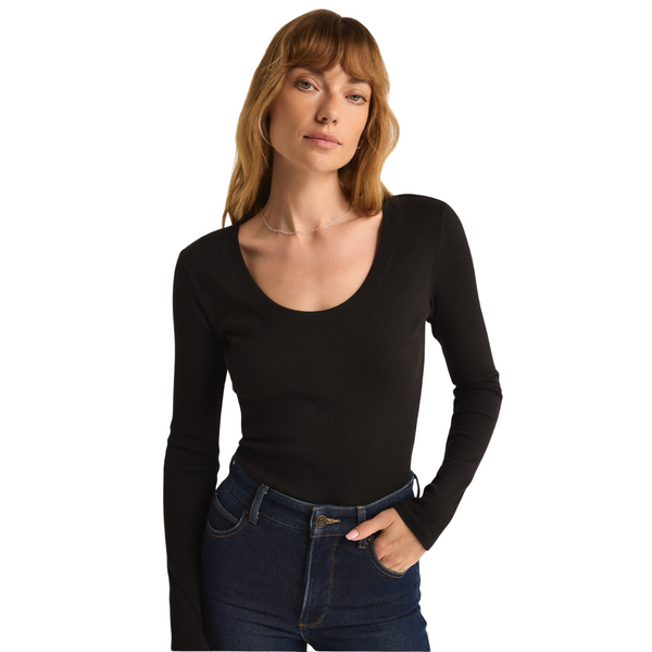 Sirena Rib Long Sleeve Tee Black