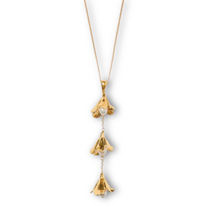 Bellflower Drop Necklace Gold Pearl