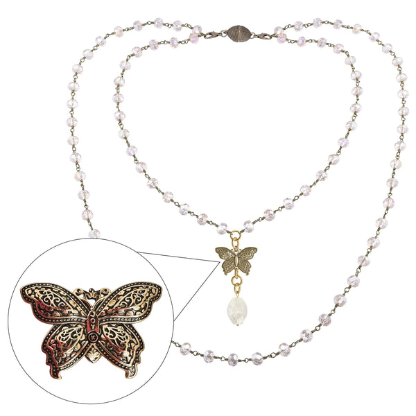 Joy Butterfly Long Rosary Chain Necklace