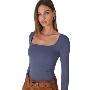 Double Lined Square Neck Long Sleeve