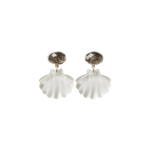 Scallop Earrings Clear Quartz
