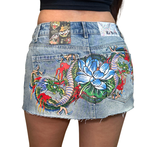 Dragon Denim Mini Skirt