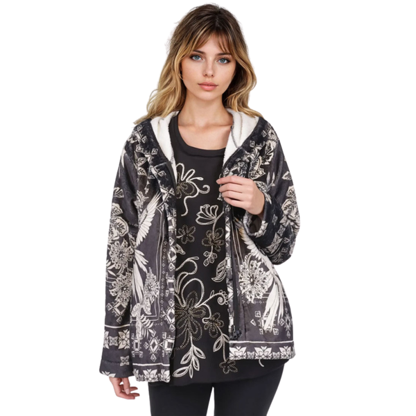 Joan Zip Hoodie Sherpa Myna Jacket
