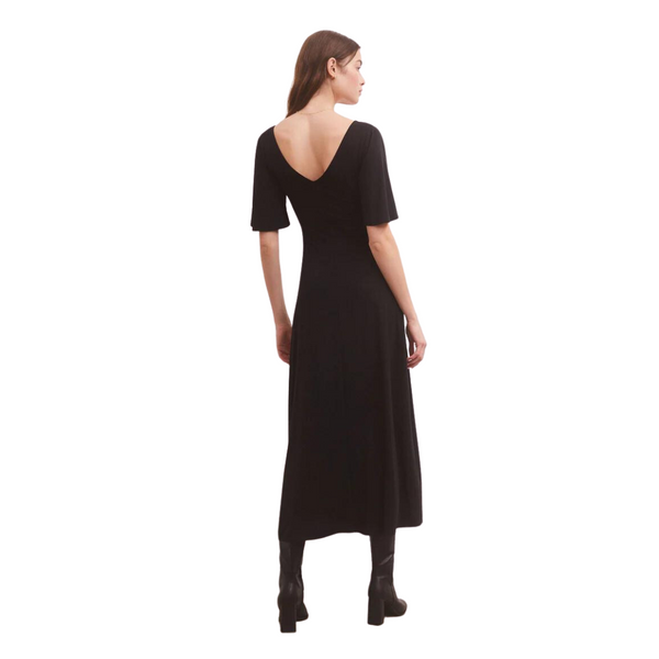 Kara Flutter Sleeve Midi Dress Black