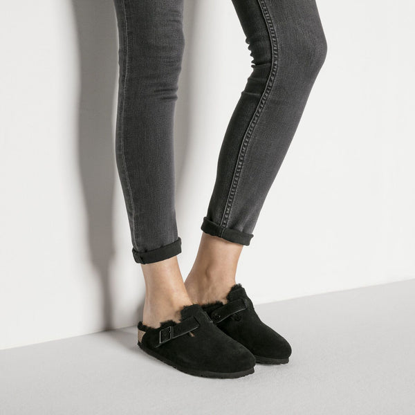 Women's Boston Shearling Black Suede