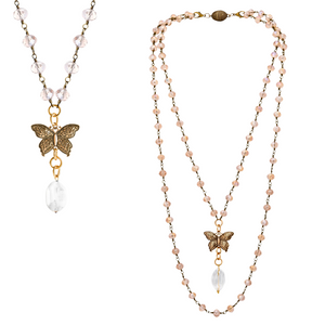Joy Butterfly Long Rosary Chain Necklace
