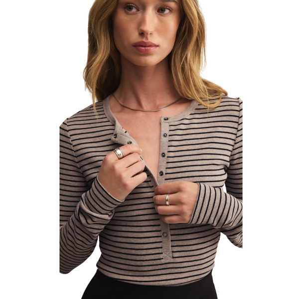 Stella Stripe Modal Rib Henley