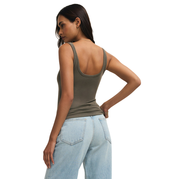 Renae Rib Tank Top Khaki Green