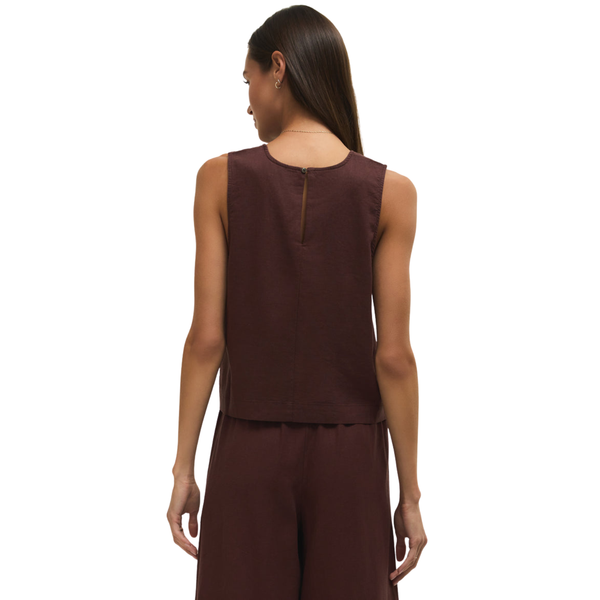 Sloane Linen Top Chocolate Cherry