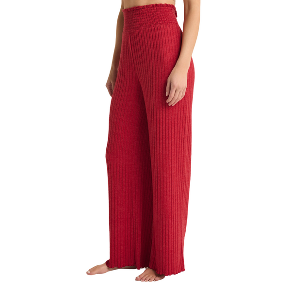 Dawn Smocked Rib Pant Red