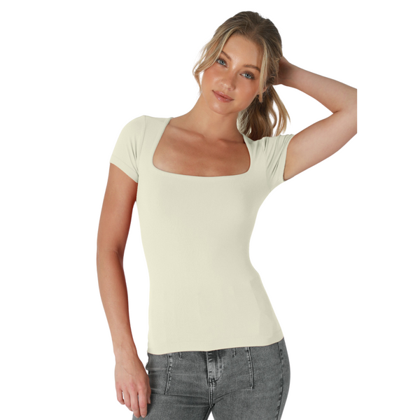 Square Neck Short Sleeve Top