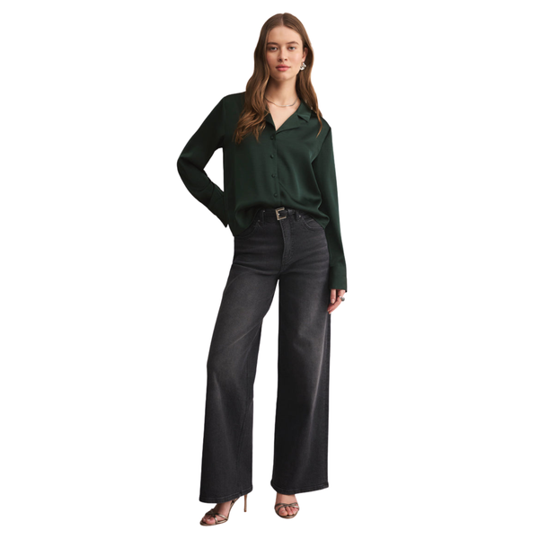 Ana Satin Top Garland Green