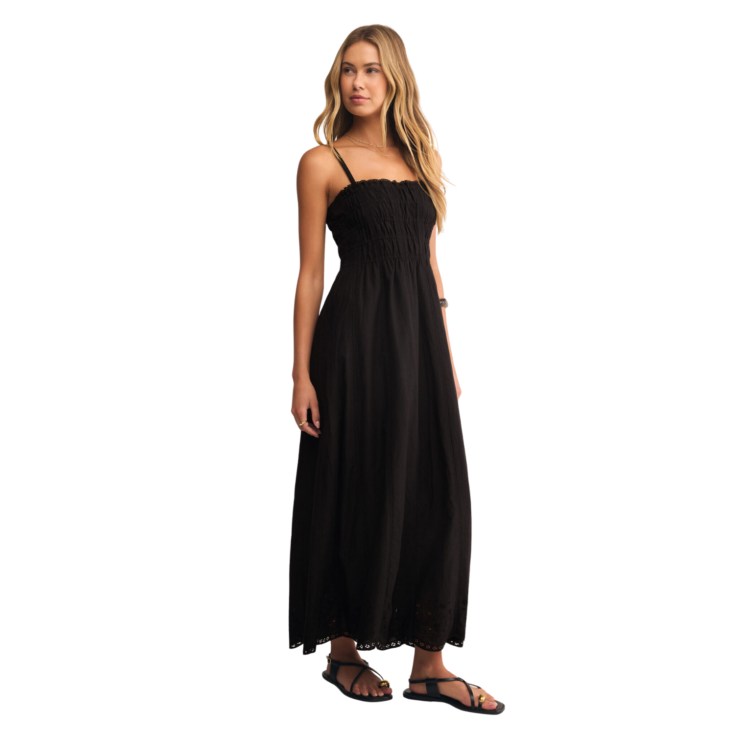 Z Supply Dani Embroidered Midi Dress Black / M Z Supply Dani Embroidered Midi Dress Black / M
