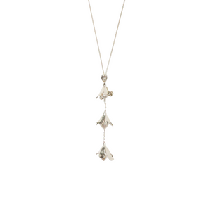 Bellflower Drop Necklace Silver Pearl