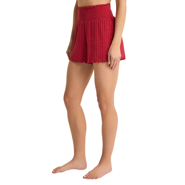 Dawn Smocked Rib Short Red