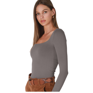 Double Lined Square Neck Long Sleeve