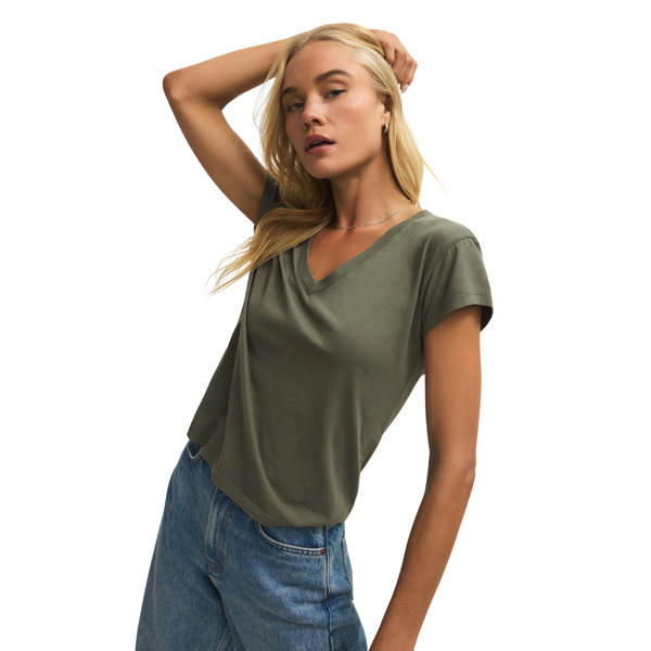 Modern V-Neck Tee Tea Leaf