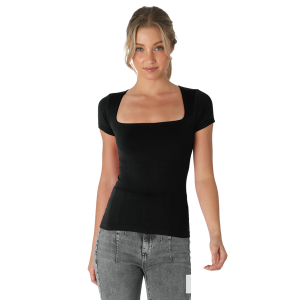 Square Neck Short Sleeve Top