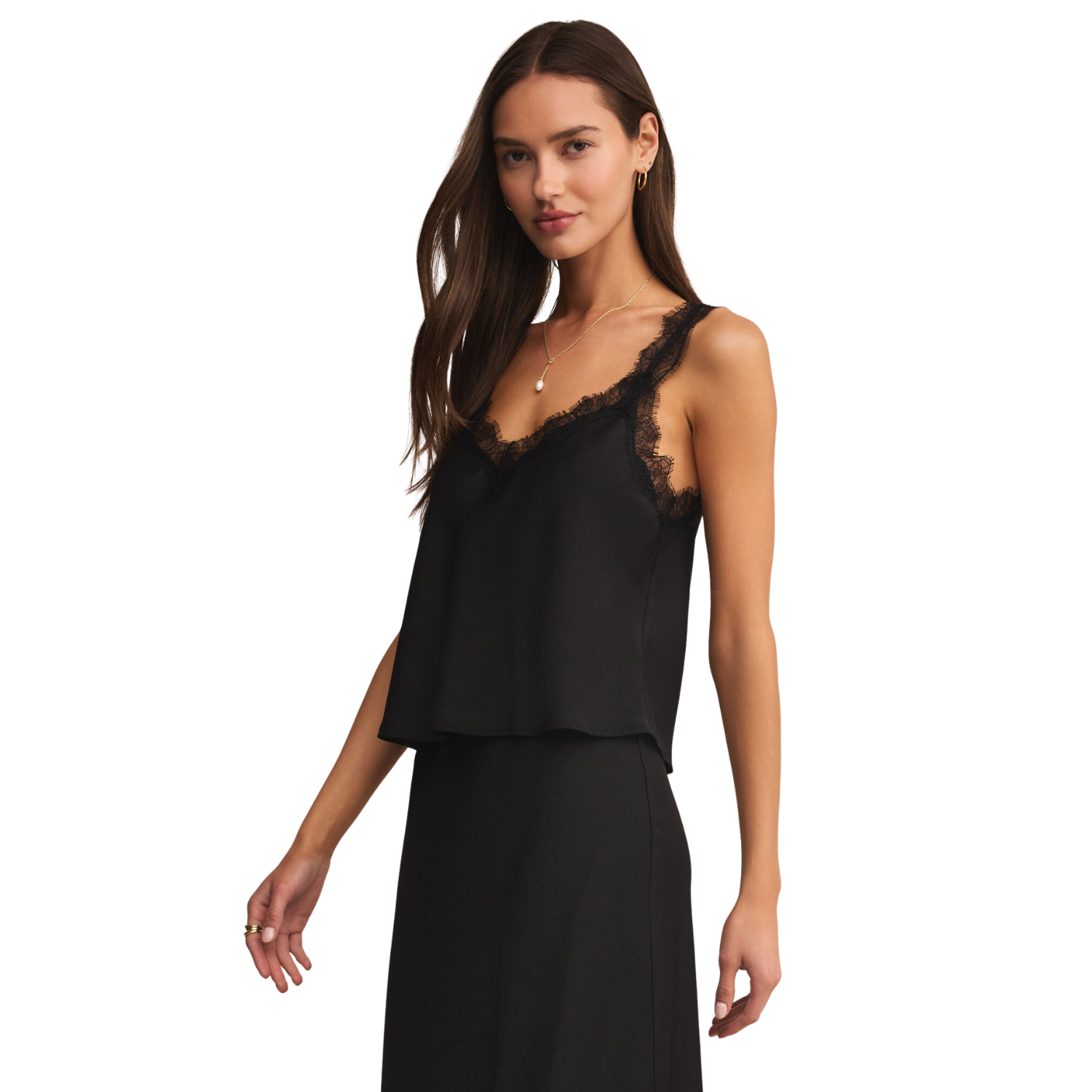 Uma Lace Satin CAMI-BLACK L Uma Lace Satin CAMI-BLACK L