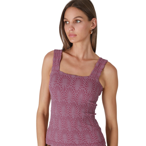 Lace Textured Square Neck Top