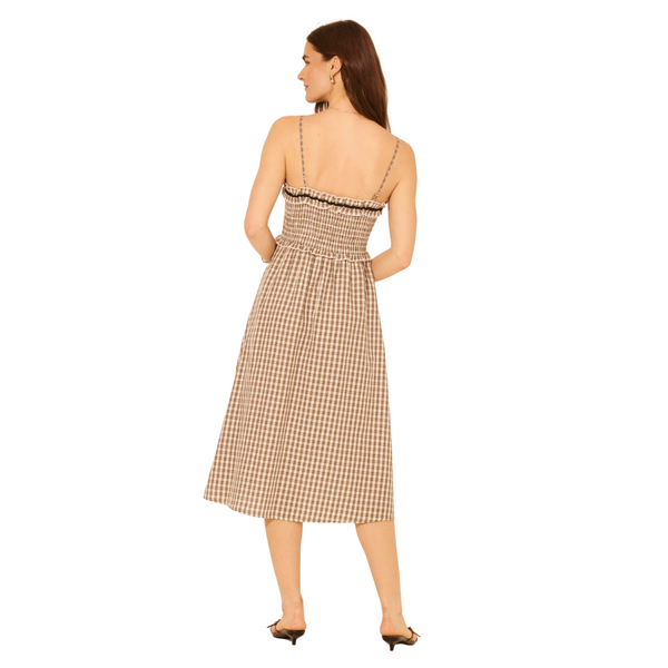 Aspen Midi Dress Cream Plaid