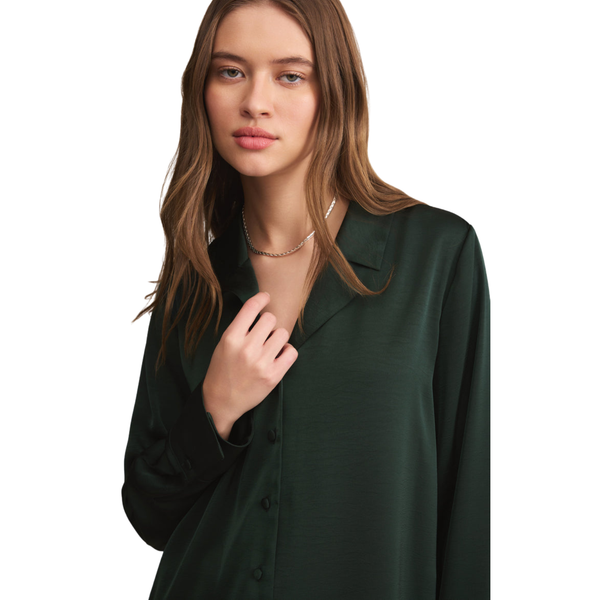 Ana Satin Top Garland Green