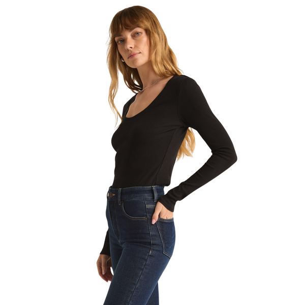 Sirena Rib Long Sleeve Tee Black