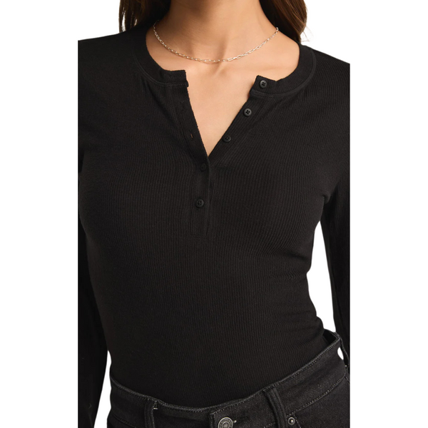 Scarlet Rib Henley Black