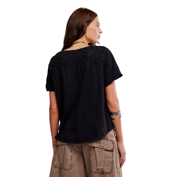 Heirloom Henley Top Black