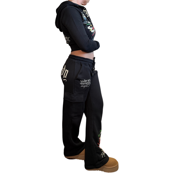 Rose Skull Cargo Sweatpants