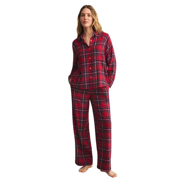 River Plaid Button Up Haute Red