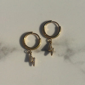 Lightning Bolt Pave Charm Huggies