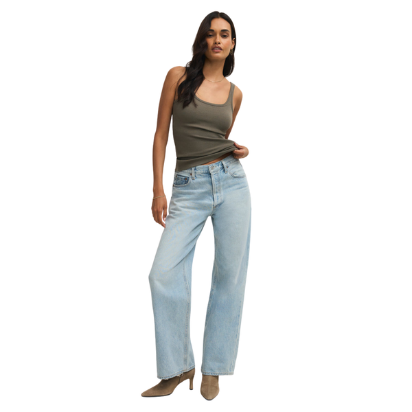 Renae Rib Tank Top Khaki Green