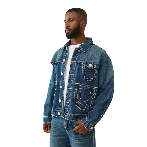 Drop Shoulder Utility Denim Jacket
