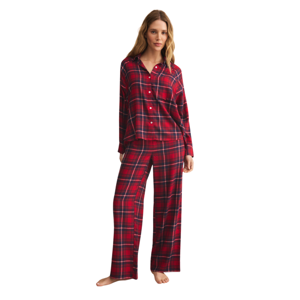 River Plaid Button Up Haute Red