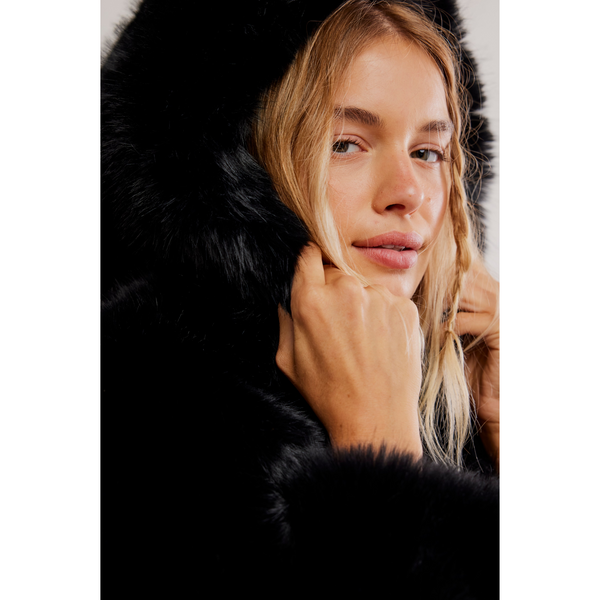 Louder Please Hooded Faux Fur Jacket