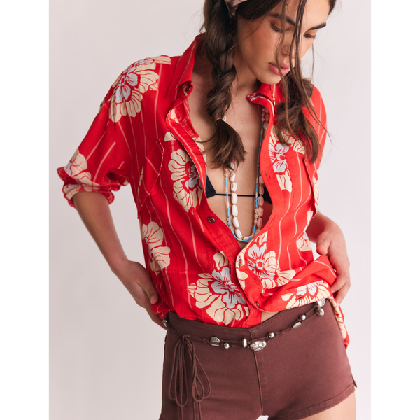 Hidden Flower Camo Shirt Cherry