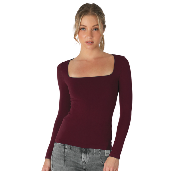 Double Lined Square Neck Long Sleeve