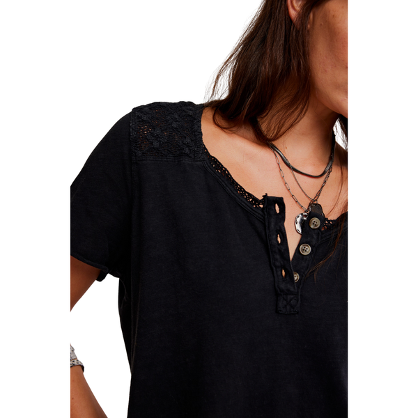 Heirloom Henley Top Black