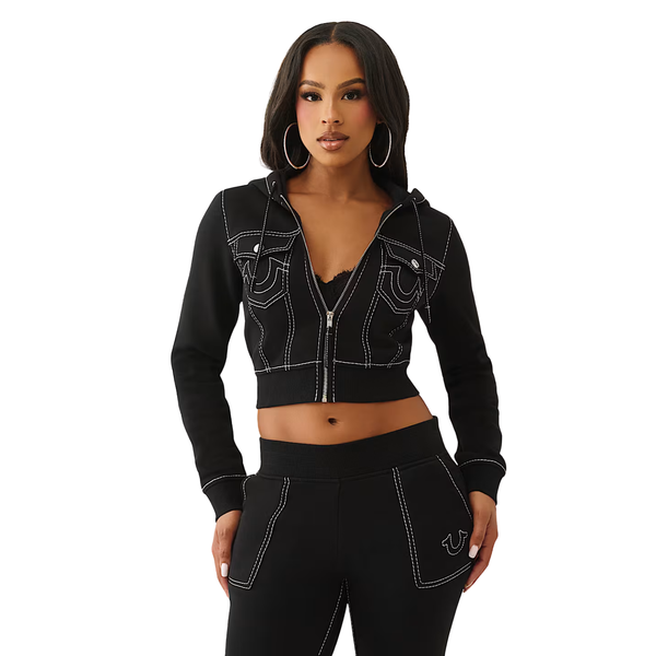 Big T Shrunken Zip Hoodie Black