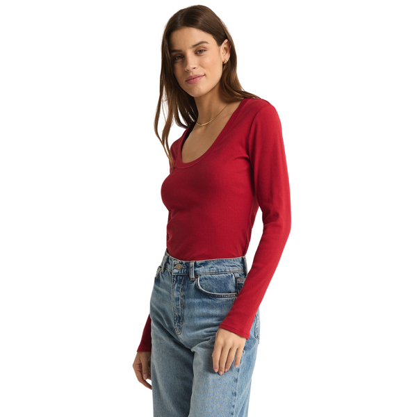 Sirena Rib Long Sleeve Tee Haute Red