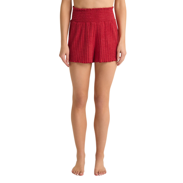 Dawn Smocked Rib Short Red