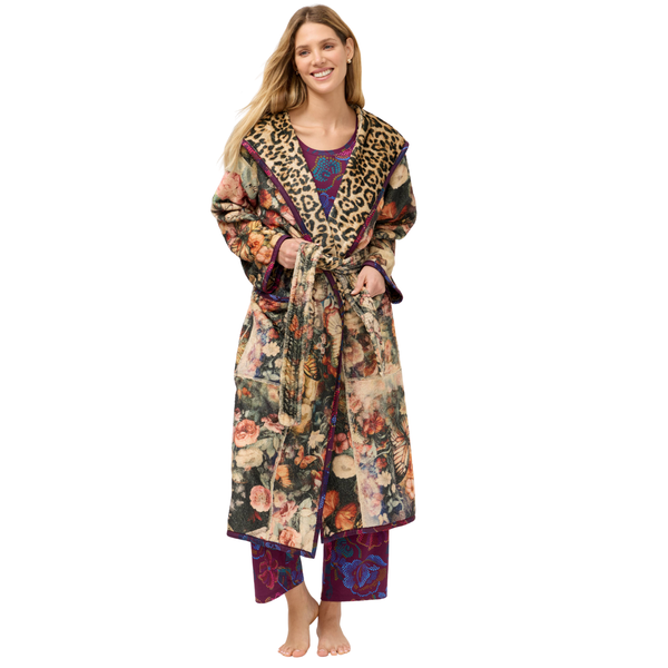 Aditi Reversible Leopard Robe