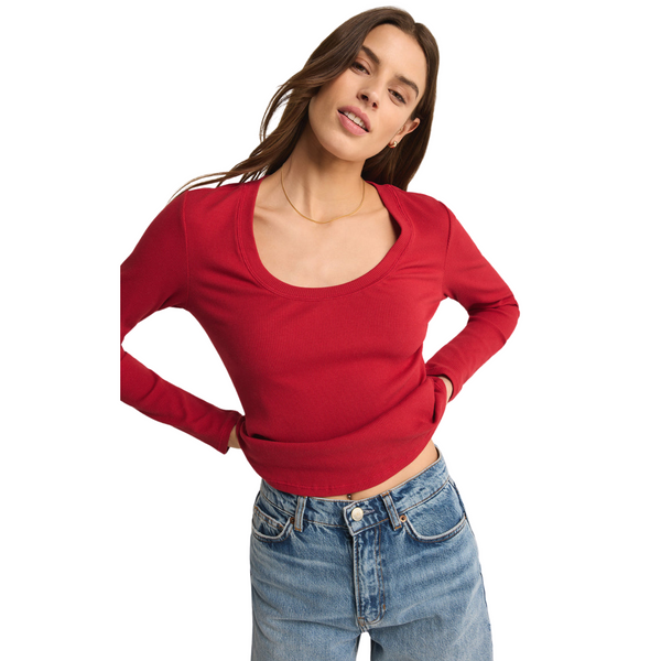 Sirena Rib Long Sleeve Tee Haute Red