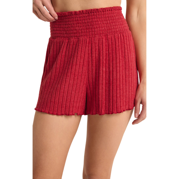 Dawn Smocked Rib Short Red